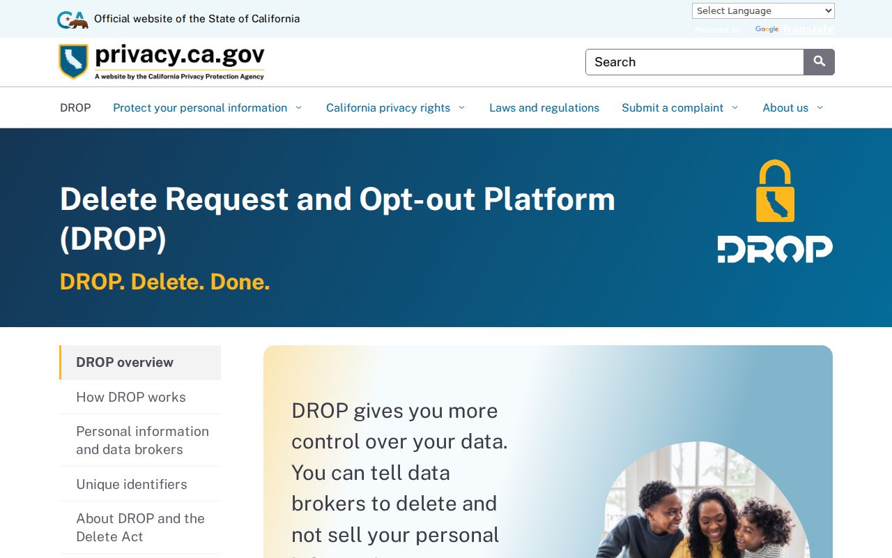 Menifee neighbors California DROP data broker opt out