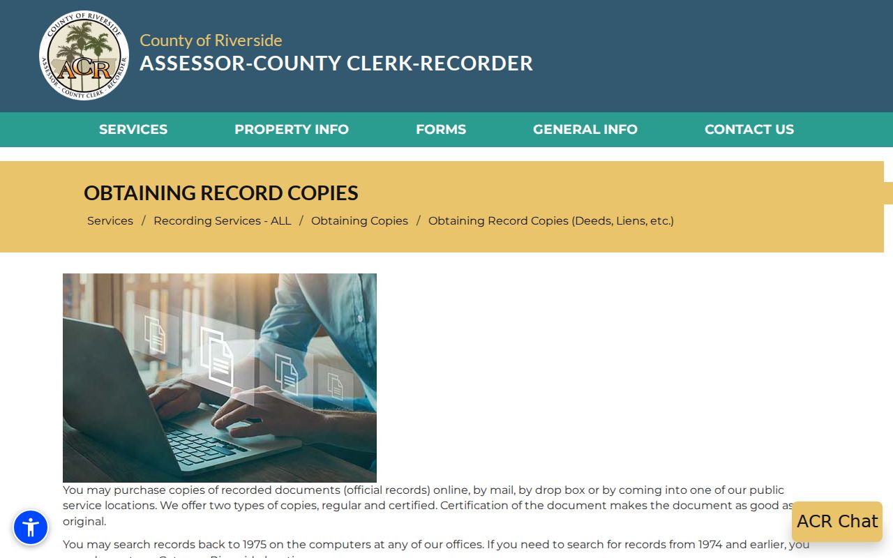 Menifee previous residents recorded document copy access