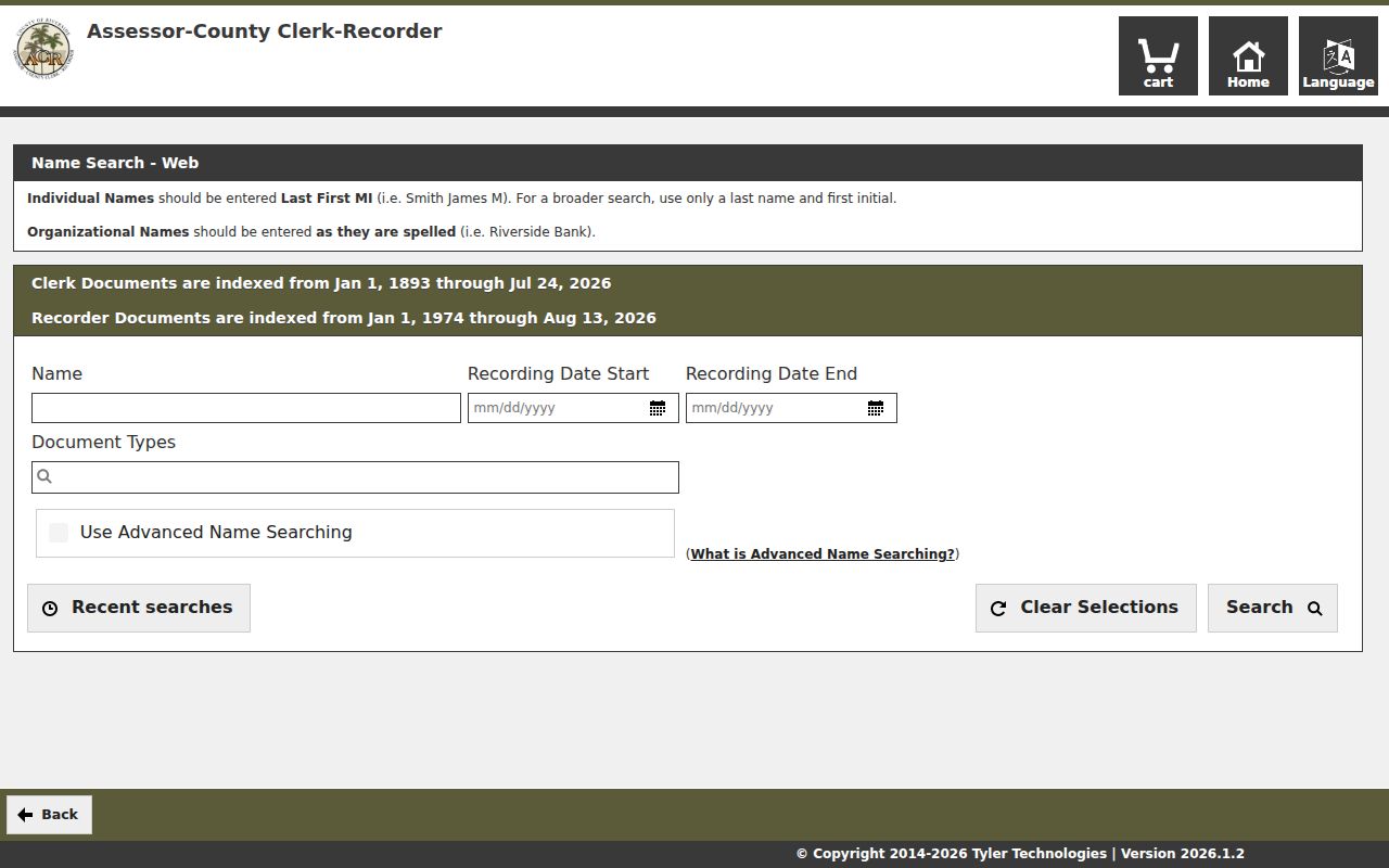 Menifee previous residents Riverside recorder name search